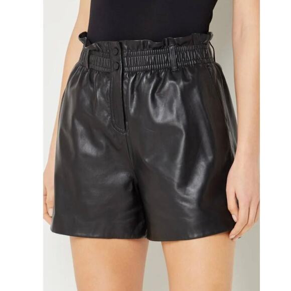 NWOT BA&SH Aglae Lamb Leather Paperbag Shorts Size 36 (US 4) - Picture 1 of 10